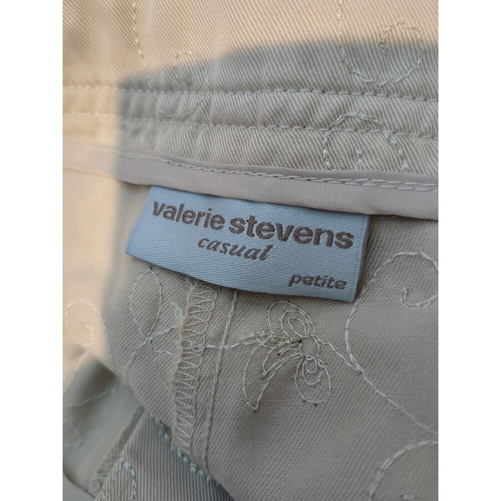 Valerie Stevens Capri Large Petite Brown Embroidered Linen Boho Floral - Picture 4 of 6